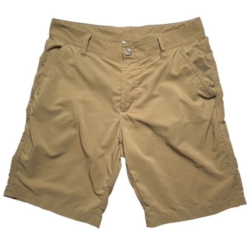 Columbia Mens SZ 32x10 Performance Shorts Khaki Tan Lightweight Outdoor-1355